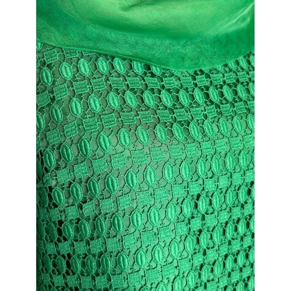 VTG R T Paras Manila Womens Emerald Green Lace Overlay Cowl Neck Shift Dress Med